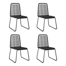 Image of Outdoor Chairs Garden Dining Chair Balcony Side Chair Poly Rattan Black vidaXL
