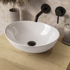 Image of Modern Elegant White Oval Counter Top Basin Shell 405mm