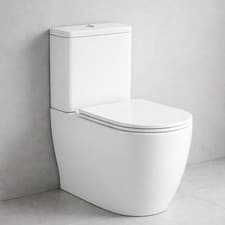 Image of Back to Wall Toilet Rimless Close Coupled Round WC With Soft Close Seat White