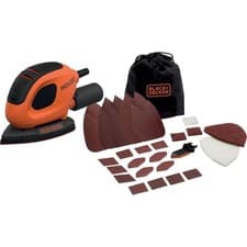 Image of Black & Decker Mouse Detail Sander 55W 10 Accessories In Softbag - Orange/Black
