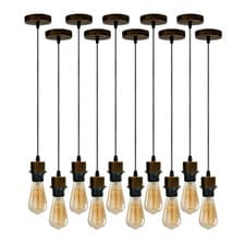 Image of Pendant Light 10 Pack Brushed Copper Metal/PVC E27 95cm Cable Vintage DimmableUK
