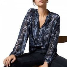 Image of MINT VELVET Size 16 navy print zip Blouse BNWOT