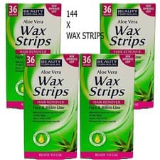 Image of 144 X Beauty Formulas Aloe Vera Wax Strips Hair Remover Face & Bikini Line