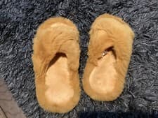 Image of BNWT New Accessorize Ladies Slippers - Adult Medium UK 5/6 - Gold Faux Fur