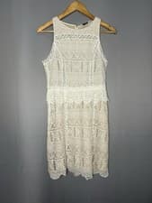 Image of AllSaints Melia Lace Dress UK 6 Cream Sleeveless Boho Festival Occasion Midi New