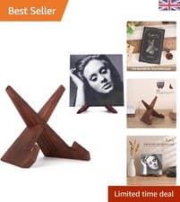 Image of Compact X-Shape Vinyl Record Stand - Elegant Wood Display with Lacquer Finish
