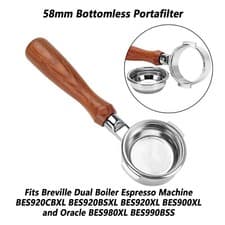 Image of Bottomless 58mm Portafilter For Breville Dual Boiler Espresso Machine w/Basket