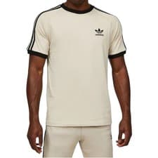 Image of Adidas Originals 3 Stripes Men's Cotton Short Sleeve T-shirt Light Beige S-XXL