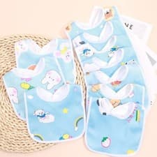 Image of Baby Bibs Blue Pink Waterproof No Mess Free Eating Babies Newborn Toddler Shower
