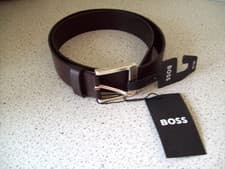 Image of HUGO BOSS Jemio Men’s Leather Belt – Dark Brown – Size 90 / 34” – New With Tags
