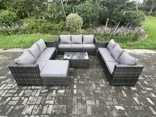 Image of Fimous Outdoor Rattan Garden Furniture Set Patio Sofa Set with Coffee Side Table