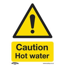 Image of Sealey Warning Safety Sign Caution Hot Water Self-Adhesive Vinyl SS38V1