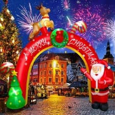 Image of 10FT Christmas Inflatable Decoration with Build in LEDs Blow Up Yard Santa Claus