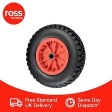 Image of 400mm Puncture Proof Wheelbarrow Wheel Black/Red Garden DIY 150kg Load Capacity
