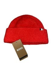 Image of Hugo Boss Men's Beanie Hat One Size Red Winter Brand New Boss