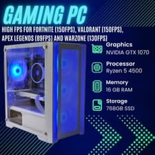 Image of Custom White RGB Gaming PC - Ryzen 5 / GTX 1070 8GB / 16GB RAM