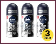 Image of 3x Nivea Men Roll On Deodorant Invisible Black & White Original | 72h - 50ml