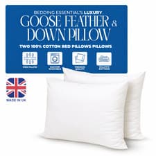 Image of Goose Feather & Down Pillows Extra Filled Hotel Quality 100% Cotton Pack of 2,4