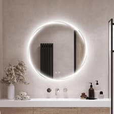 Image of Round Bathroom Mirror with LED Lights, 50cm Illuminated Backlit Bathroom LED