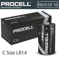 Image of 10 x Procell Size C Professional Use Batteries R14 LR14 1.5V Battery Long Expiry