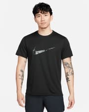 Image of Nike Miler Mens T Shirt Small Swoosh Black Running Camo Dri Fit
