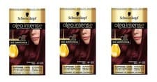 Image of 3x Schwarzkopf Oleo Intense Permanent Hair Colour 4-23 Burgundy Red