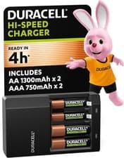 Image of Duracell Hi-Speed Battery Charger with 2 AA & 2 AAA Rechargeable Batteries
