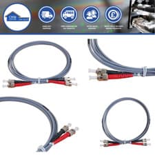 Image of ST-ST Fibre Optic Patch Cable Duplex OM1 Multimode 3mm Grey