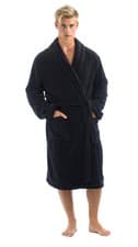 Image of Men's Classic Luxury Fleece Dressing Gown with Shawl Collar Cosy Soft Bathrobe