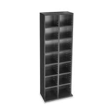 Image of Double Rack DVD Storage Tower Rack CD Unit Shelf  Wood Black/White
