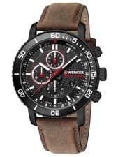 Image of Wenger 01.1843.107 Roadster Black Night Chronograph Mens Watch 45mm 10 ATM