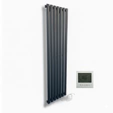 Image of Electric Vertical Oval Tube Radiators Tall Single Designer Anthracite/White 