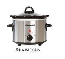 Image of Daewoo Slow Cooker 3 Heat Settings Stainless Steel Silver Compact 100W - 1.5L