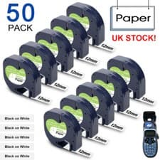 Image of Dymo LetraTag Refill Black on White Paper Label Tape 91200 12mm 1/2" for LT-100H