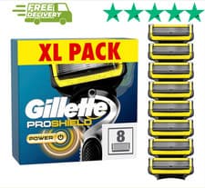 Image of Gillette ProShield Power 8 Pack Refill Cartridges Size XL Comfort Glide ⭐⭐⭐⭐⭐