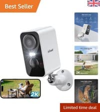 Image of Smart Rechargeable Security Camera - 2K Video, PIR Detection, Siren Floodlight