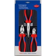 Image of Knipex 3 Piece Plier Set, Combination, Snipe Nose Side, Diagonal Cutter,00 20 11