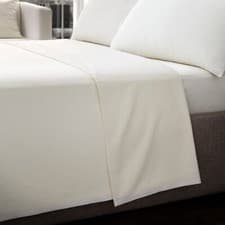 Image of Cream 100% Egyptian Cotton Sateen Soft 400 Thread Count Flat Sheet