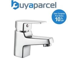 Image of Bristan Niva Square Basin Mixer with Clicker Waste Chrome Bathroom + Fixings