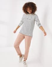 Image of NEW FAT FACE Sally Navy & Cream Stripe Overhead Hoodie