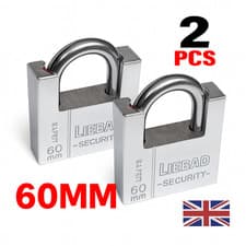 Image of 2X 60MM PADLOCK HEAVY DUTY HIGH SECURITY WEATHERPROOF CLOSED SHACKLE UK SELLER