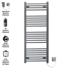 Image of Anthracite Electric 400 mm Wide Pre-Filled Heated Towel Rail Radiator Bathroom