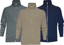 Image of Zip Up Cardigan Knitted Plain Funnel Neck 100% Cotton Ex Store with Two Way Zip