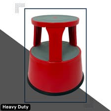 Image of Durable Red Steel Kick Step Stool Non-Slip Portable for Home Office Warehouse