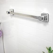 Image of 55cm Single Towel Rail PushLoc Suction Rack Holder Wall Mounted Bathroom Kitchen