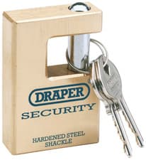 Image of Draper H/SEC.RECT.BRASS PADLOCK 63MM 64201 Close Shackle Brass Padlocks