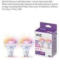Image of WIZ Full Colour Smart Spotlight Bulb - GU10, Twin Pack Works With Google & Alexa