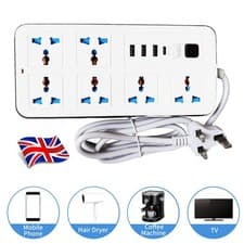 Image of 3M Electric Mains Power Extension Lead Cable 6 outlet 4 USB Ports Plug Socket UK