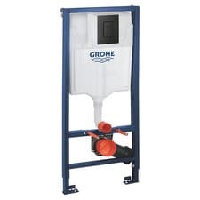 Image of Grohe Rapid SL Tall Cistern Frame for Wall Hung WC 1.13 mtr & Matt Black Button