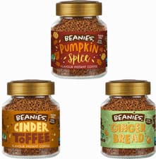 Image of Beanies Instant Coffee Autumn variety–1 Pumpkin , 1 Cinder Toffee, 1 Gingerbread
